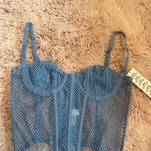 Elegant Blue Lace corset